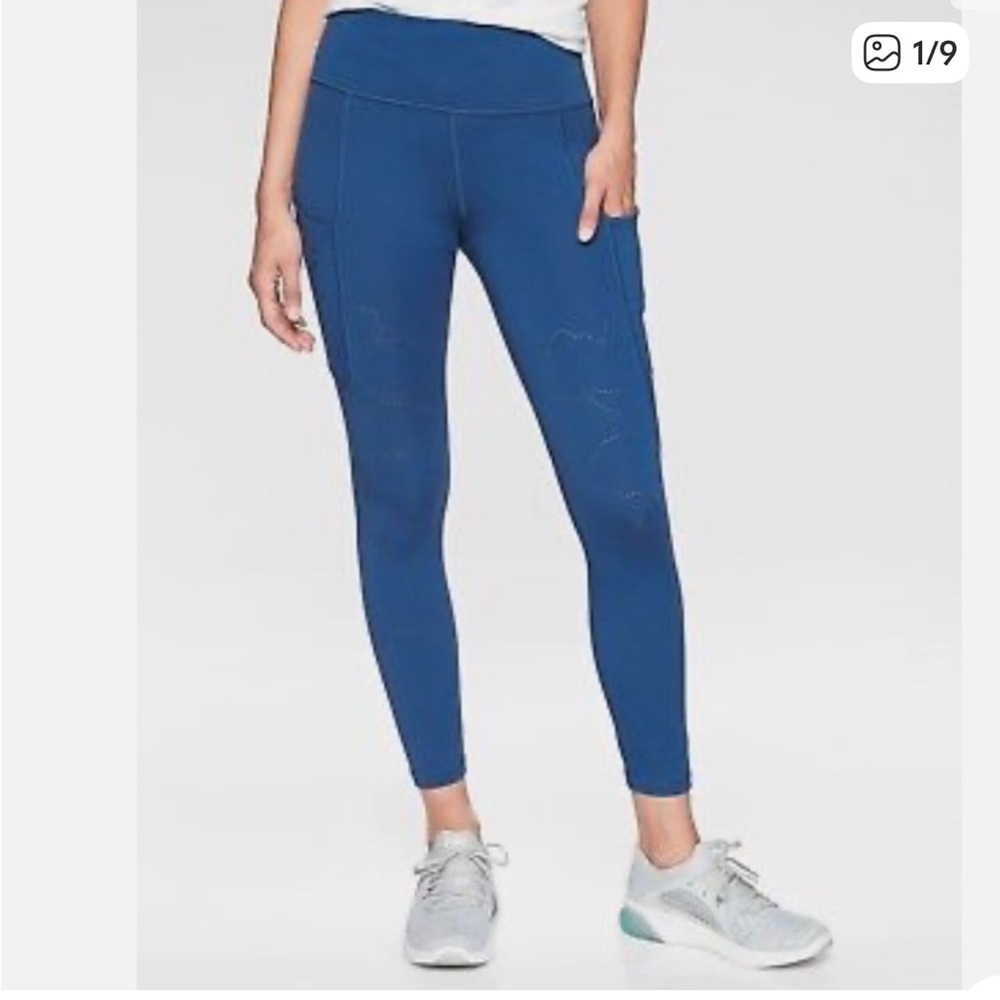 Athleta contender tight powerlift blue peacock activewear workout leggings XS